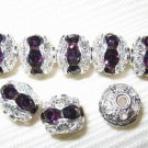 12 10mm Swarovski Rhinestone Beads Silver/Amethyst