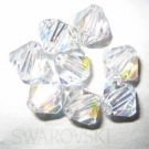 24 Swarovski Crystal Beads 6mm Bicone Clear AB # 5301