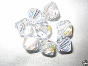 24 Swarovski Crystal Beads 6mm Bicone Clear AB # 5301