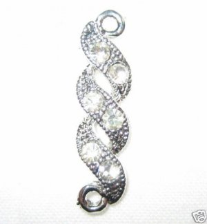 20 Swarovski 2 loop Pendants 25mm Silver/Crystal  T14