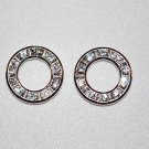10 Swarovski Hoop Pendants 15mm Silver/Crystal  T25