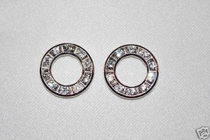 10 Swarovski Hoop Pendants 15mm Silver/Crystal  T25