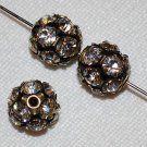 8 8mm Swarovski Rhinestone Balls Antique Brass/Crystal