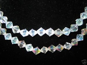 2  Strands 8mm Genuine Crystal Beads Bicone Clear AB