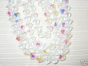 2 Strands 4mm Genuine Crystal Bicone Clear AB Beads