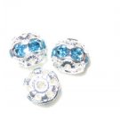 12 8mm Swarovski Rhinestone Beads Silver/Aquamarine