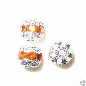12 8mm Swarovski Rhinestone Beads Silver/Sun  RH827