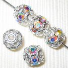 12 6mm Swarovski Rhinestone Beads Silver/Crystal AB