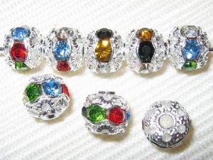 12 6mm Swarovski Rhinestone Beads Silver/Mix Color