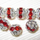 12 6mm Swarovski Rhinestone Beads Silver/Ruby  RH617