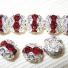 12 6mm Swarovski Rhinestone Beads Silver/Siam  RH619