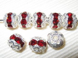 12 6mm Swarovski Rhinestone Beads Silver/Siam  RH619
