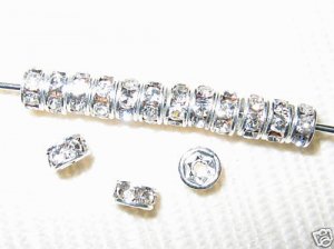20 Swarovski Rondelles 4mm Silver / Crystal SR401