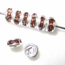 20 Swarovski Rondelles 4mm Silver /Smoke Topaz SR420