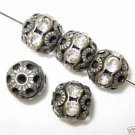 12 12mm Swarovski Rhinestone Bead Antique Brass/Crystal
