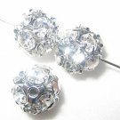 4 14mm Swarovski Rhinestone Ball Rhodium/Crystal RB1400