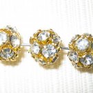 4 14mm Swarovski Rhinestone Ball Gold / Crystal  RB1402