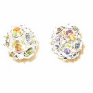8 12mm Rhinestone Filigree Ball Silve/Crystal AB RB1203