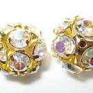 8 12mm Swarovski Rhinestone Ball Gold/Crystal AB RB1204
