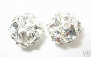 8 12mm Swarovski Rhinestone Ball Silver/ Crystal RB1201