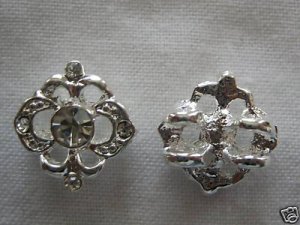 4 Swarovski beads 12mm Silver/Crystal 4 holes T39