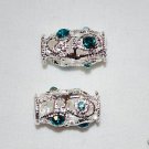 6 Swarovski Rhinestone Tubes 10x17mm Silver/Aqua T46