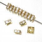 100 Swarovski Squaredelles Spacers 5x5mm Gold / Crystal