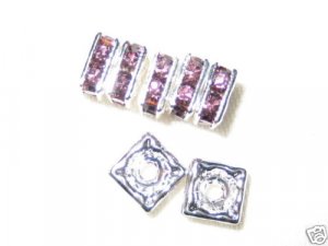 20 Swarovski Squaredelle 5x5mm Silver/Light Amethyst