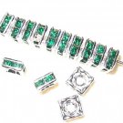 20 Swarovski Squaredelle Beads 5x5mm Silver/ Emerald