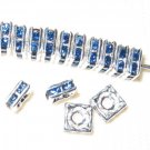 20 Swarovski Squaredelle Beads 5x5mm Silver/ Sapphire