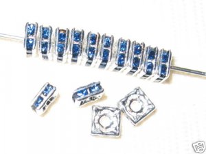 20 Swarovski Squaredelle Beads 5x5mm Silver/ Sapphire