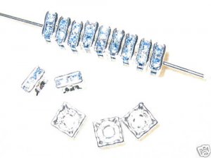 20 Swarovski Squaredelle Beads 5x5mm Silver/Lt Sapphire
