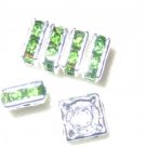 20 Swarovski Squaredelle Beads 5x5mm Silver/Peridot