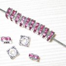 20 Swarovski Squaredelles 5x5mm Silver/Rose Pink