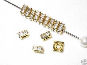 20 Swarovski Squaredelles Spacers 5x5mm Gold / Crystal