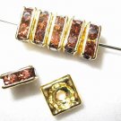 20 Swarovski Squaredelles 6x6mm Gold/Smoke Topaz