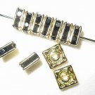 20 Swarovski Squaredelles Spacers 6x6mm Gold /Jet Black