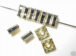 20 Swarovski Squaredelles Spacers 6x6mm Gold /Jet Black