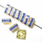 20 Swarovski Squaredelles Spacers 6x6mm Gold /Sapphire