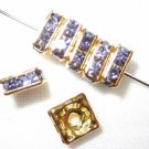 20 Swarovski Squaredelles Spacers 6x6mm Gold /Tanzanite