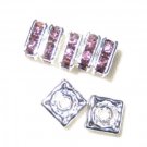 20 Swarovski Squaredelle 6x6mm Silver/Light Amethyst