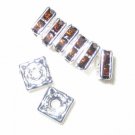 20 Swarovski Squaredelle Beads 6x6mm Silver/Smoke Topaz