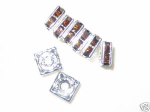 20 Swarovski Squaredelle Beads 6x6mm Silver/Smoke Topaz