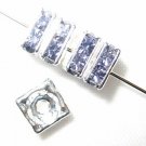 20 Swarovski Squaredelle Spacers 6x6mm Silver/Tanzanite
