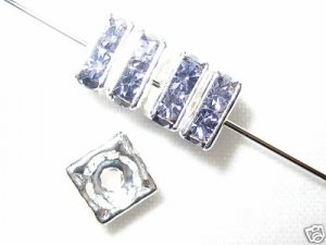 20 Swarovski Squaredelle Spacers 6x6mm Silver/Tanzanite