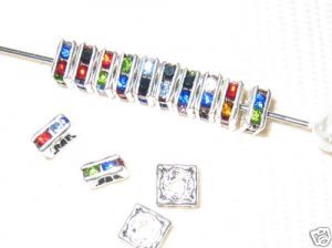 20 Swarovski Squaredelles Spacer 6x6mm Silver/Mix Color