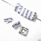 20 Swarovski Squaredelles Spacers 6x6mm Silver/ Violet