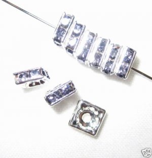 20 Swarovski Squaredelles Spacers 6x6mm Silver/ Violet