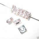 20 Swarovski Squaredelles Spacers 6x6mm Silver/Lt Peach