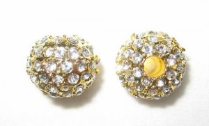 2 12mm Swarovski Rhinestone Ball Gold/Crystal AS10